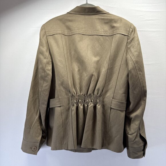 Talbots Womens Blazer Jacket Size 12 Safari Button Pockets Linen Blend Safari - Picture 12 of 14